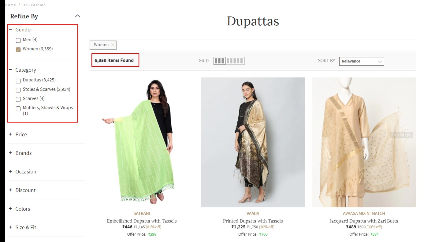 Liczba produktów znalezionych w kategorii