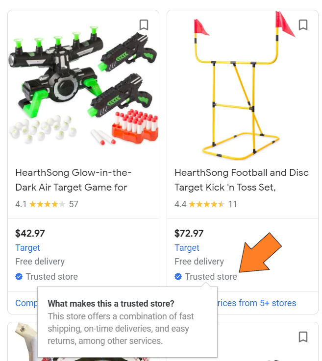 Пример целевого магазина отзывов клиентов Google