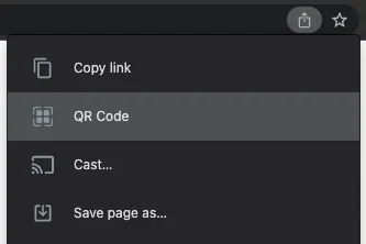 Captură de ecran despre cum să creați un cod QR cu Google Chrome