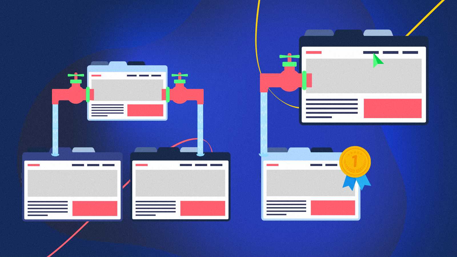 Web sitelerinden diğer web sitelerine dökülen bağlantı suyunun görselleştirilmesi