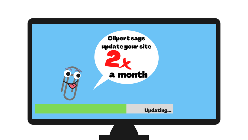 Spinacz wyjaśniający aktualizację strony dwa razy w miesiącu