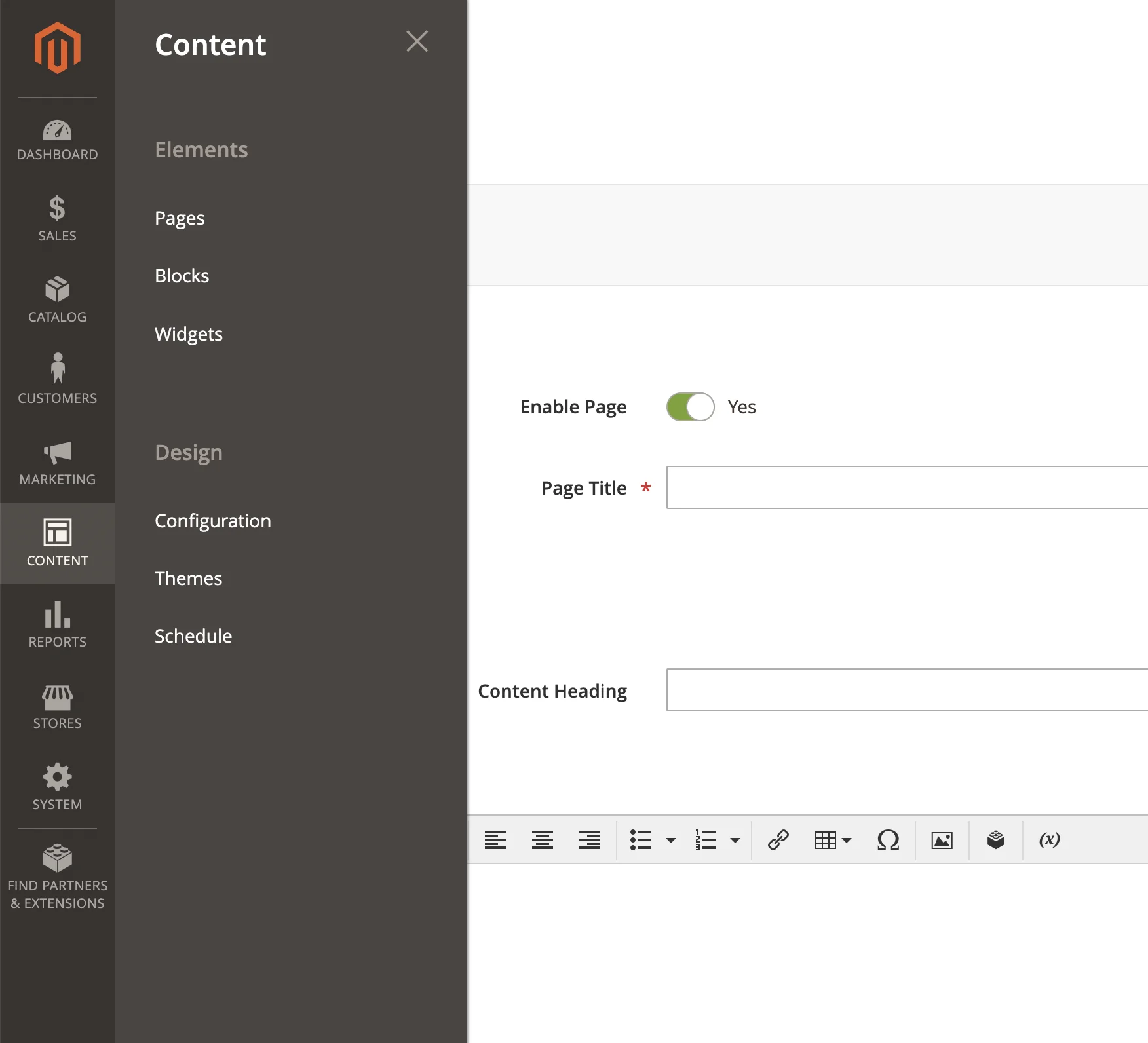 Elementy Magento CMS