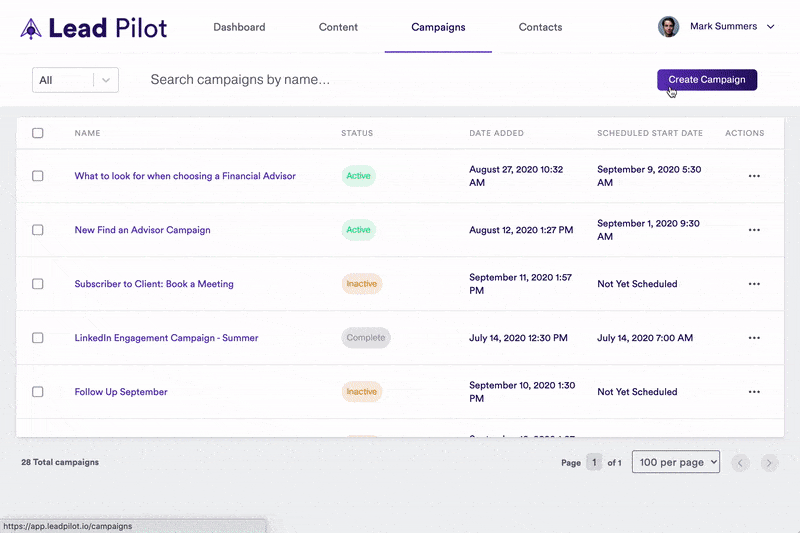 Gif de uma campanha de e-mail de consultor financeiro