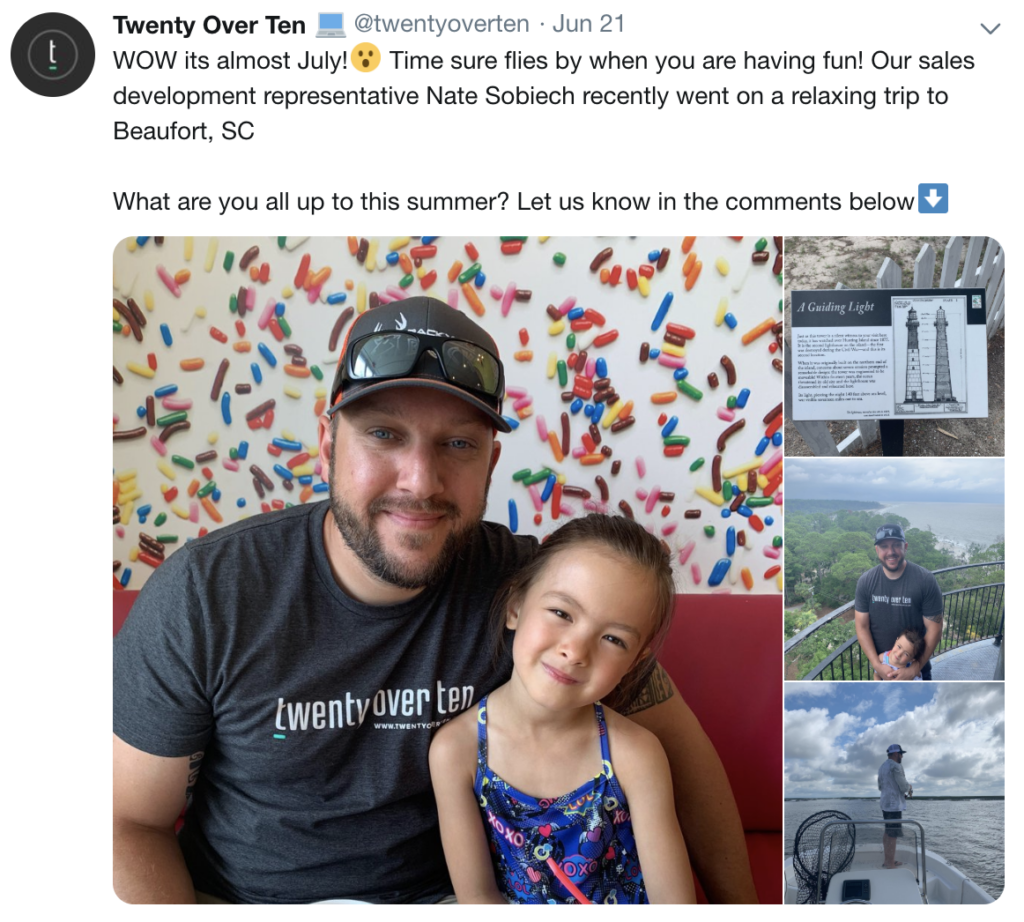 Postagens do Twitter sobre um membro da equipe