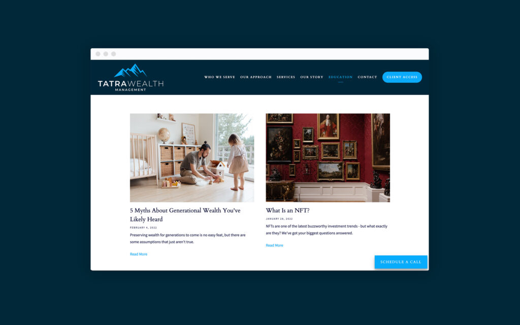 Страница блога Tatra Wealth