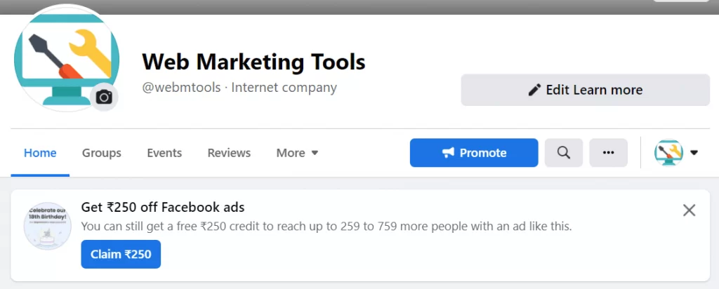 Web-Marketing-Tools-Facebook Page Ad Offer