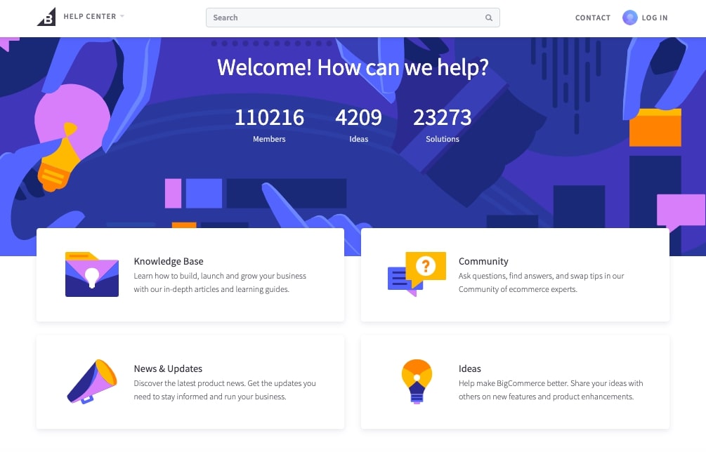 Recenzja BigCommerce: Centrum wsparcia BigCommerce.