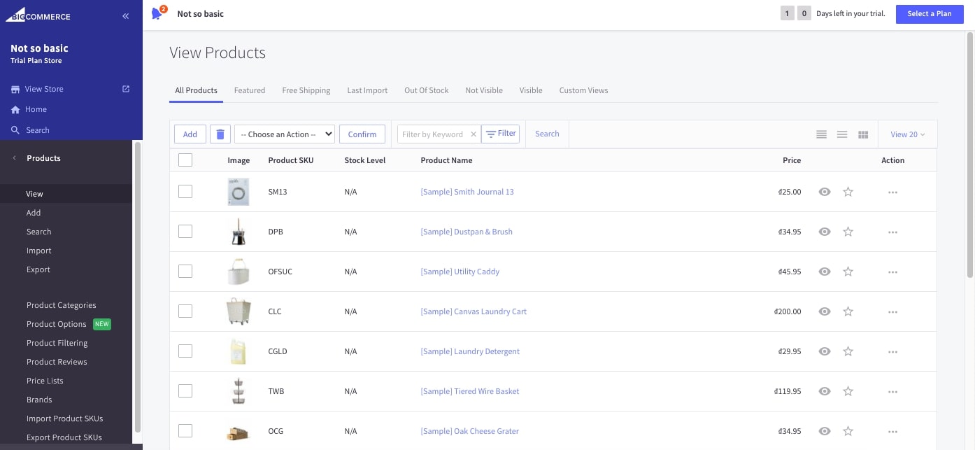 Recenzja BigCommerce: Backend