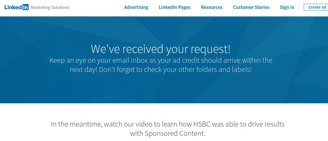 Officially Linked Ad Credit direct in your inbox