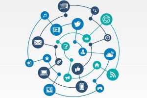 ไอคอนเว็บไซต์เครือข่ายสังคมต่างๆ มากมายในไดอะแกรมที่สามารถใช้ในการตลาดดิจิทัลสำหรับทันตแพทย์เพื่อดูว่าพวกเขามีปฏิสัมพันธ์กันอย่างไร