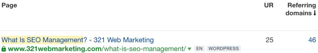 引用域和 url 排名显示出强大的内容营销策略结果