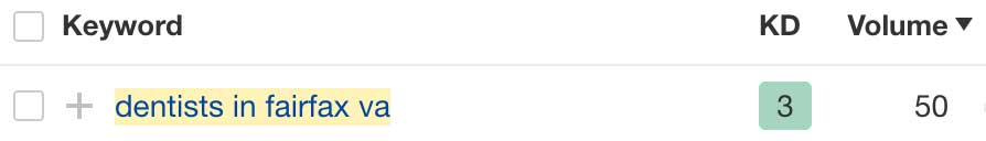 费尔法克斯弗吉尼亚州牙医的关键词研究