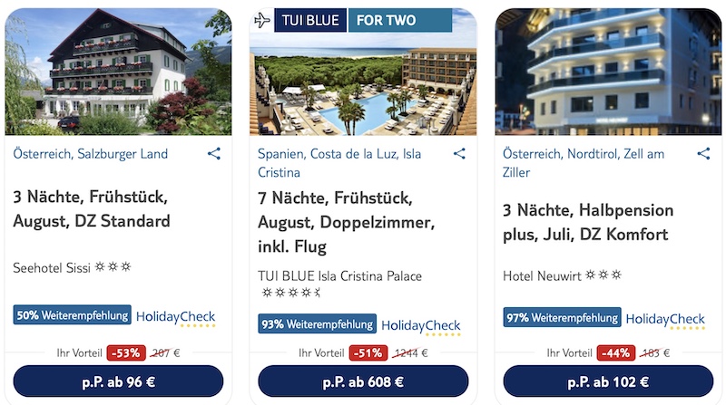 Предложения TUI — рекламные акции на уровне корзины