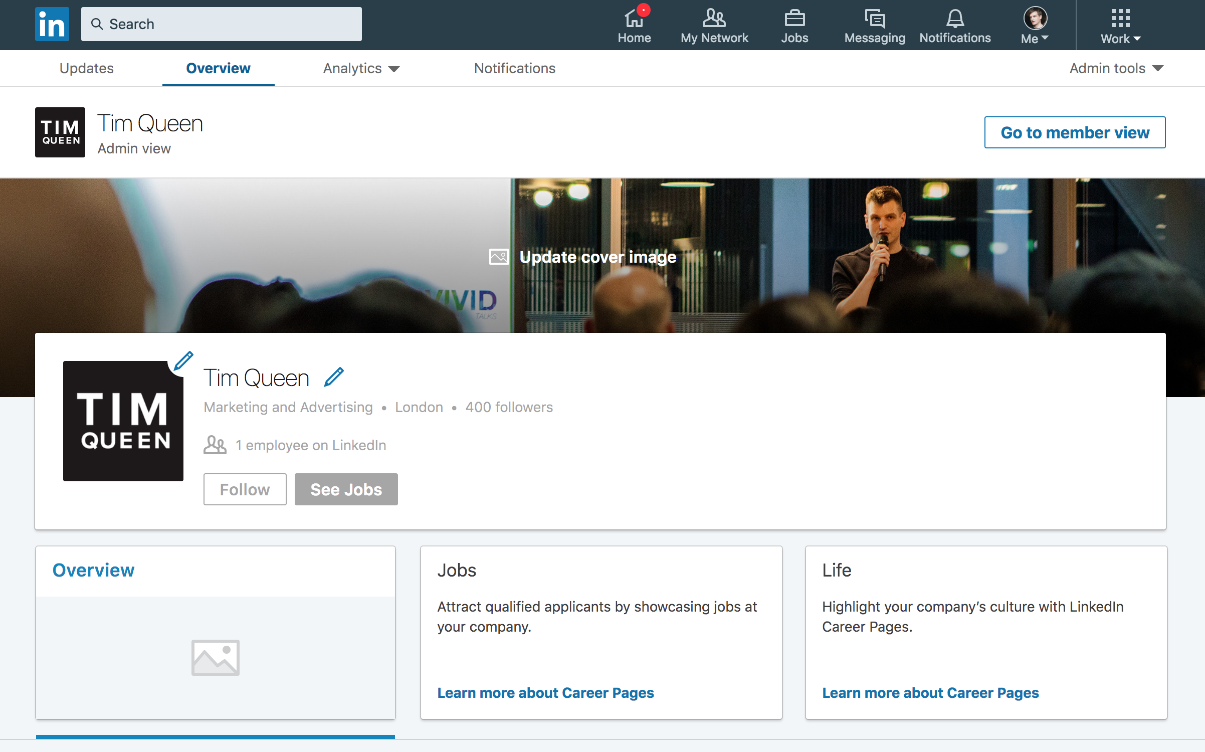 優化的LinkedIn公司頁面儀表板