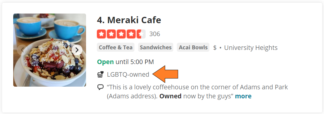 Attributo Yelp di proprietà LGBTQ