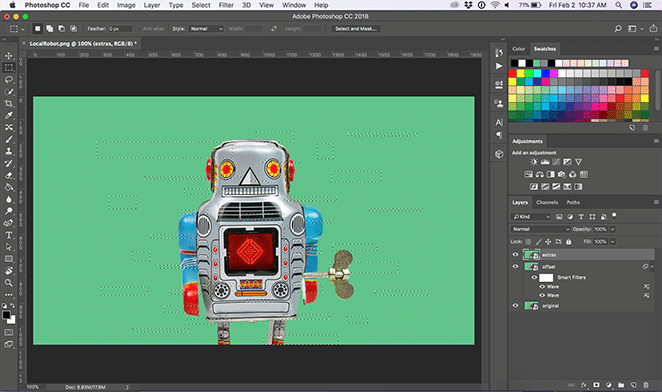 フライホイールグリッチ効果フォトショップによるレイアウトマーキー選択のチュートリアル方法