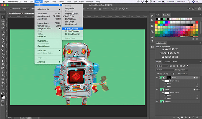 フライホイールグリッチ効果フォトショップによるレイアウトチュートリアルで8ビットに変換する方法