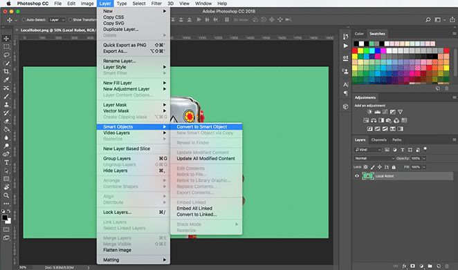 フライホイールグリッチ効果フォトショップによるレイアウトチュートリアルでスマートオブジェクトに変換する方法