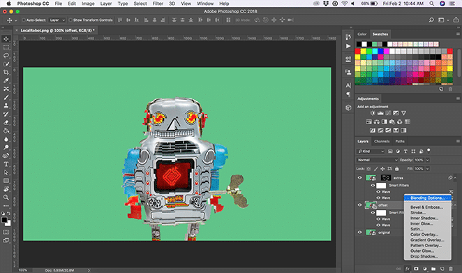 フライホイールグリッチ効果フォトショップによるレイアウトブレンドオプションのチュートリアル方法