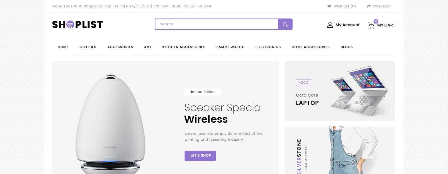 Negozio di anteprima Shoplist (i migliori temi OpenCart)
