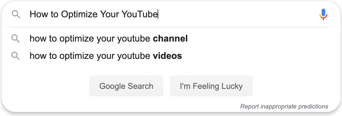 Función de sugerencia automática de Google