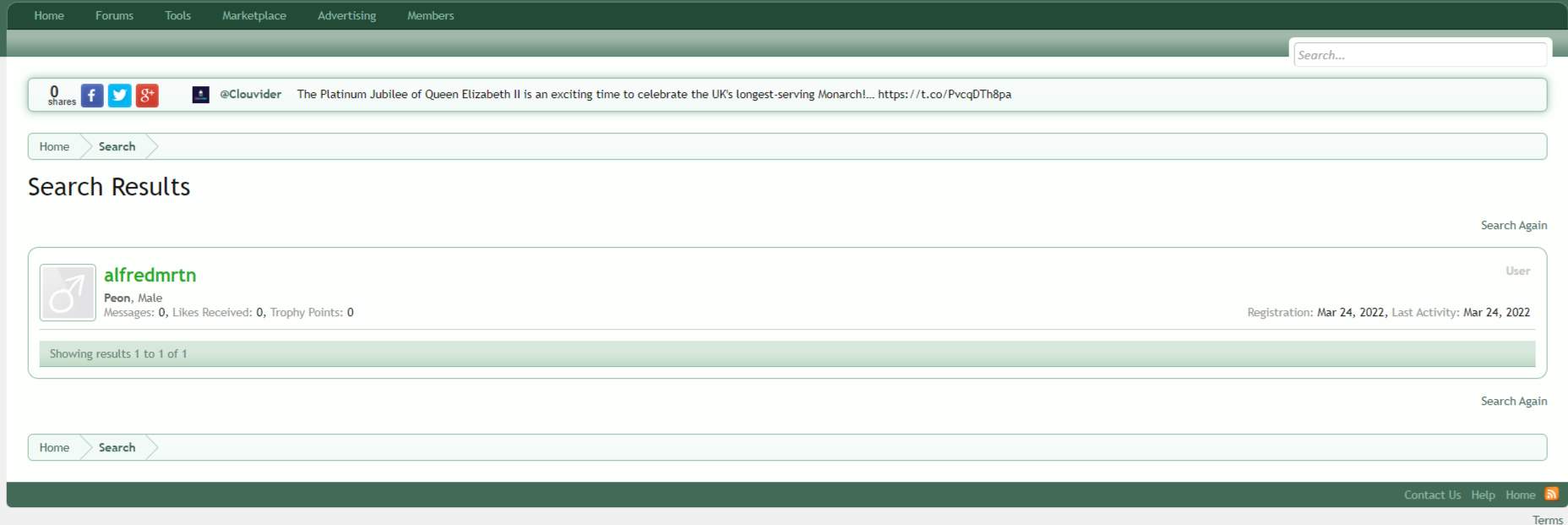 ตัวอย่างรายการโพสต์เปล่าที่ไร้ประโยชน์โดยผู้เขียนรายหนึ่งจาก Digital Point