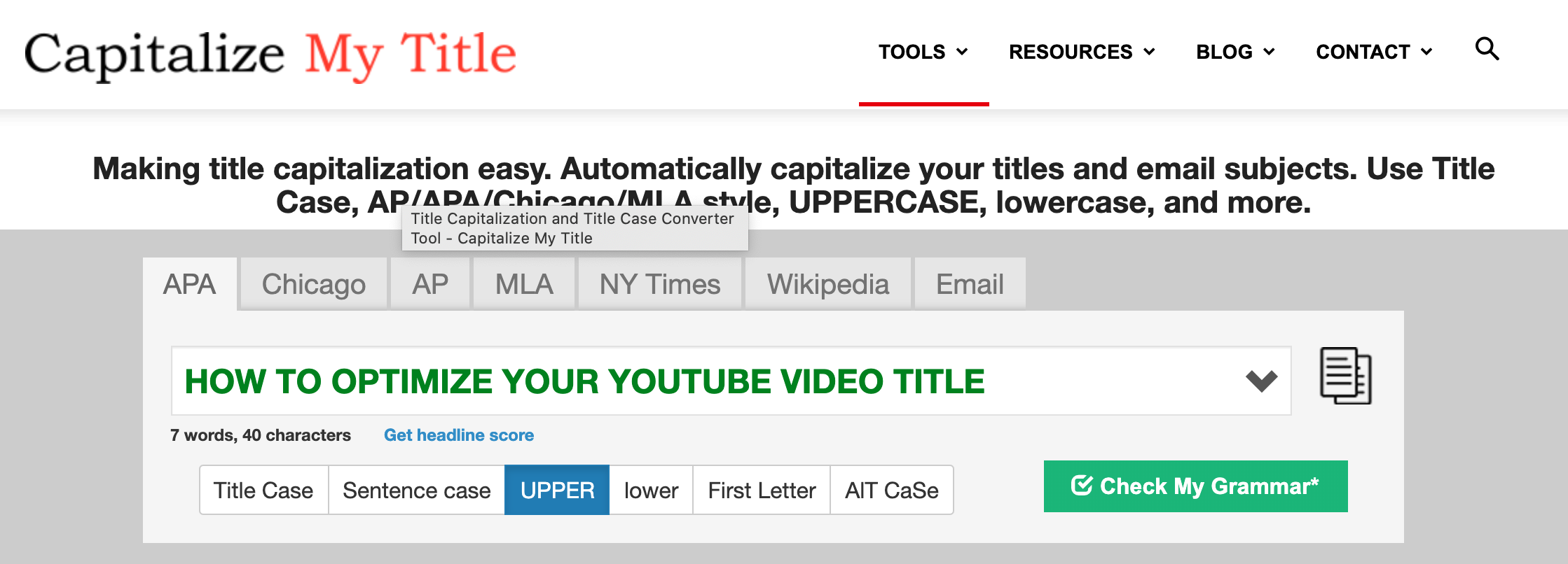 Kapitalkan alat judul saya