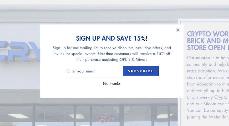 Crypto World 뉴스레터 가입 할인