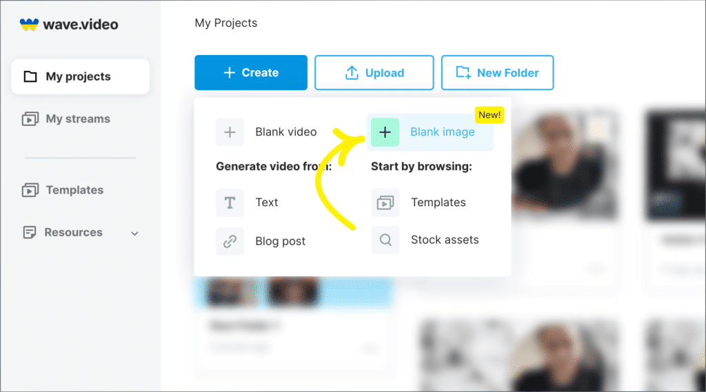 créer une image vierge pour commencer à expérimenter avec le créateur de vignettes Wave.video