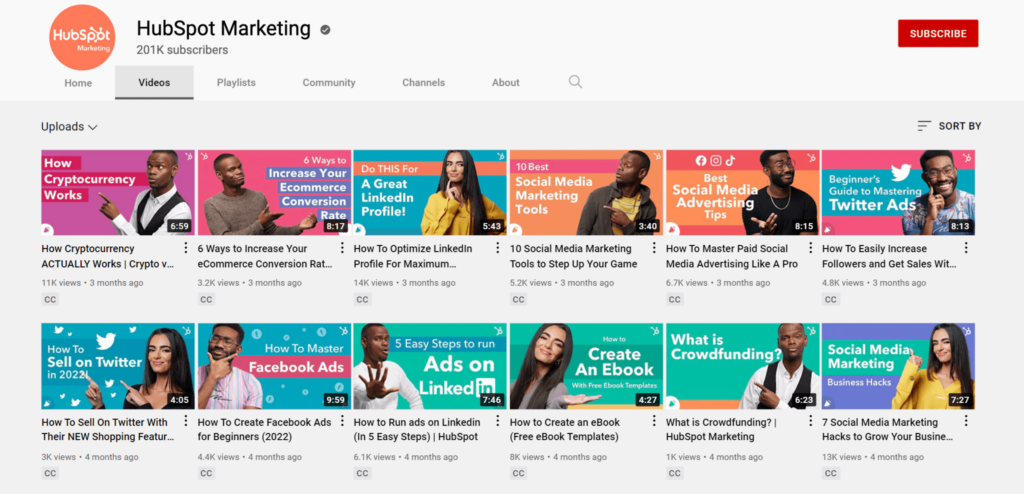 Exemple de contraste marketing Hubspot