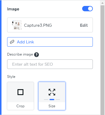 Redimensionamento de imagem do Weebly