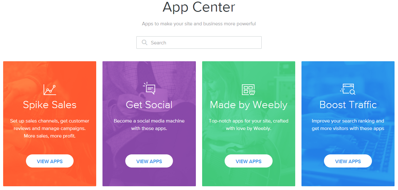Centro de aplicativos Weebly