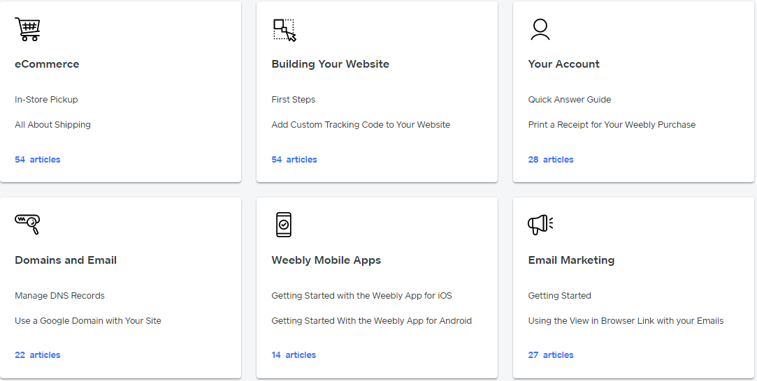 Centro de suporte Weebly
