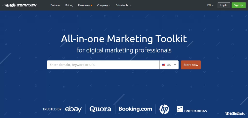 SEMrush SEO工具主页