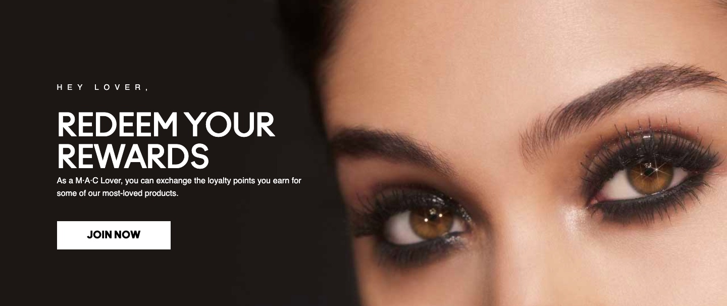 Página de destino do programa de fidelidade do cliente MAC