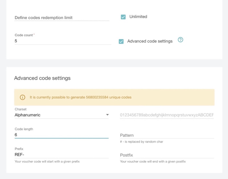 紹介プログラムの作成を保証する–高度なコード設定
