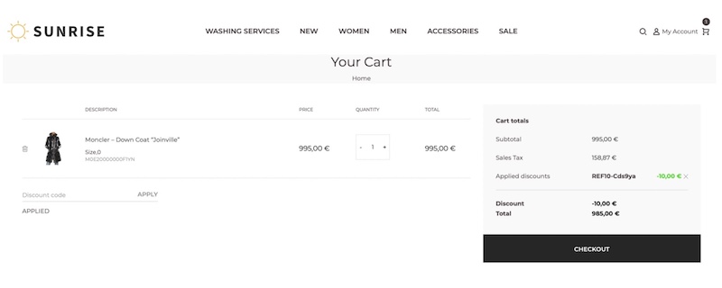 紹介プログラムの保証–統合ウェブストアでの注文