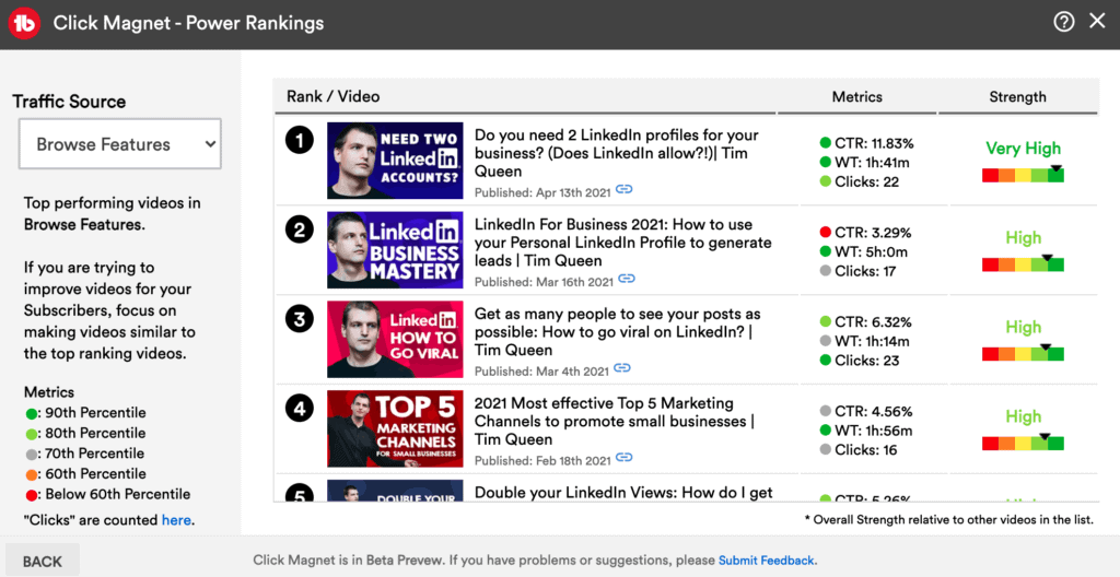 انقر فوق Magnet Power Rankings (تصنيفات طاقة المغناطيس)