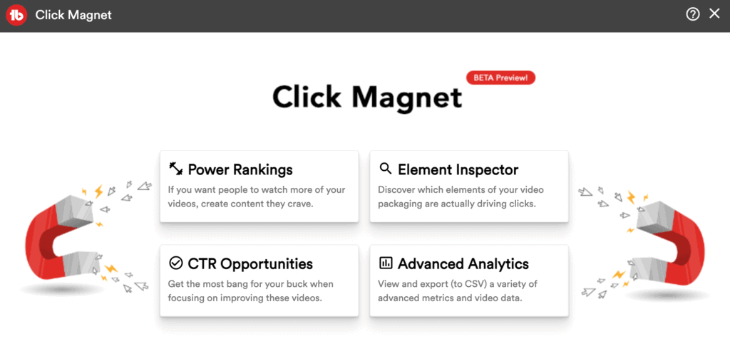 يوتيوب انقر المغناطيس لوحة القيادة.