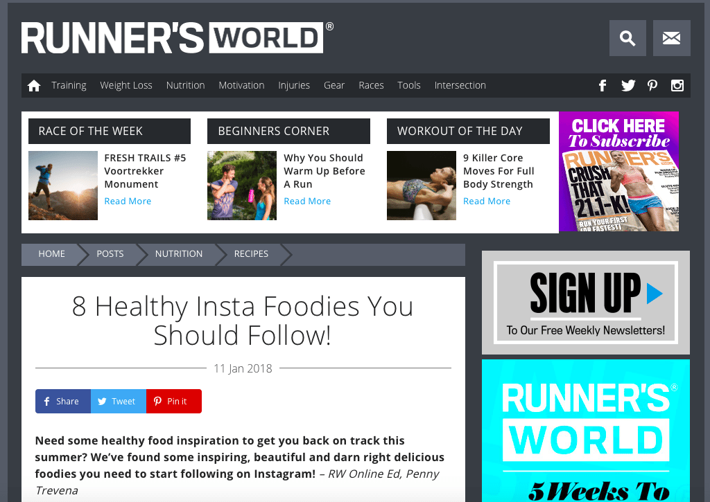 Runner's World website