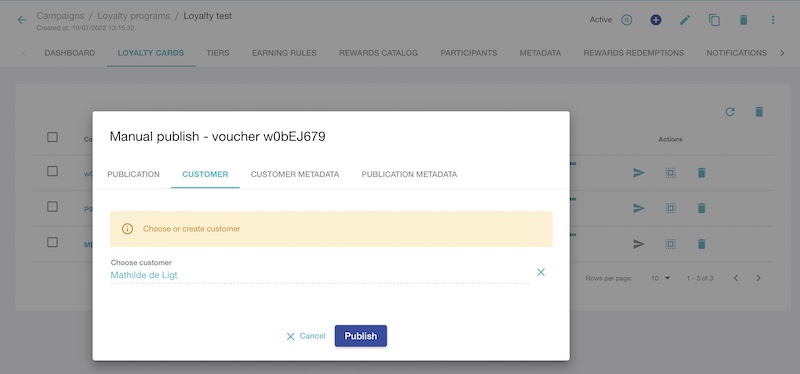Sadakat kartlarını Voucherify'da manuel olarak yayınlama - elbette bunu otomatikleştirebilirsiniz!