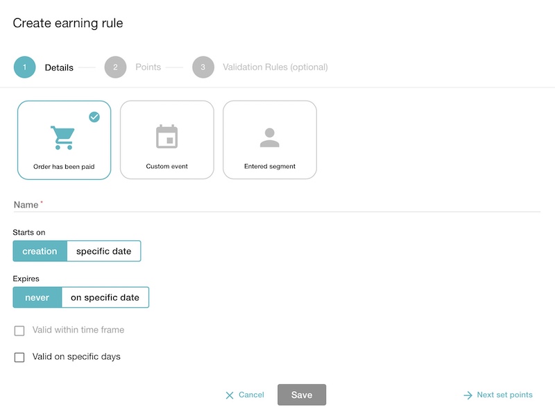 Voucherify'da kazanç kuralları ayarlama