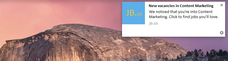 ein Beispiel für Push-Benachrichtigungen auf Jobportalen